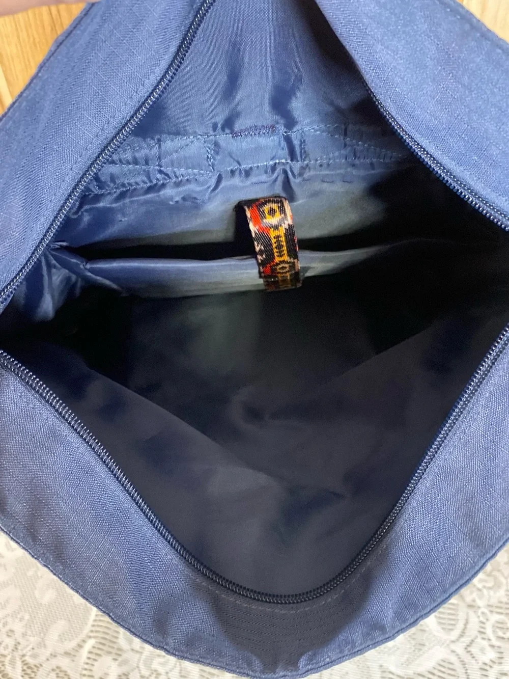 TOMS Stand Up To Bullying Backpack Navy w Patterned Trim Durable Water Resistant